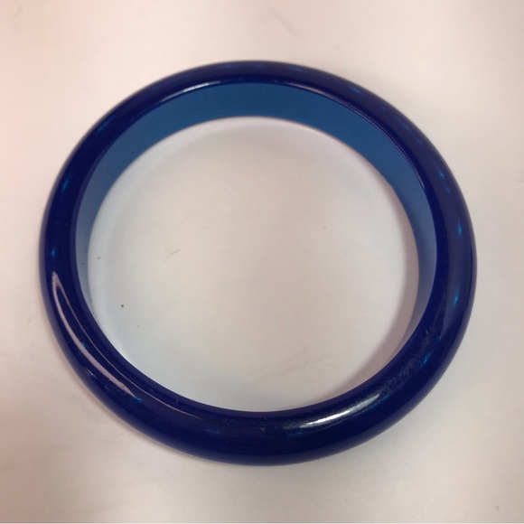 Vintage Acrylic Blue Iridescent Bangle Bracelet - Picture 2 of 7